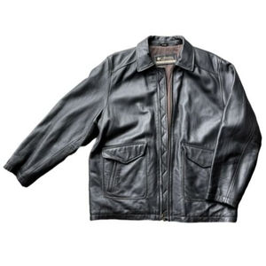 Vintage Columbia Sportswear Black Genuine 100% Leather Jacket Polyester Line XXL